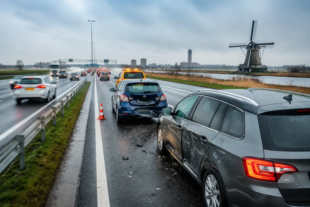 Botsing op A4 bij Leiden veroorzaakt schade en verkeershinder