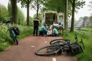 Fietsersbotsing op fietspad in Zoeterwoude leidt tot gewonde vrouw