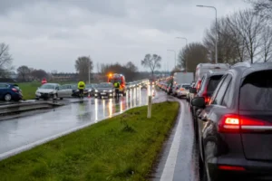 Ongeluk op Europaweg veroorzaakt verkeersproblemen