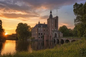 Zonsondergang op midzomernacht bij kasteel Oud-Poelgeest biedt uniek schouwspel